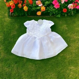 NWT Kid’s White Sheer Baby Girl Roses Embroidered Dress Little Princess Dress